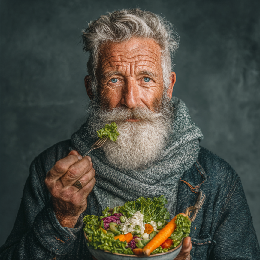 Літня пара готує здорову їжу